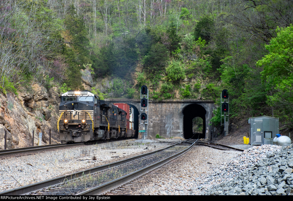 277 roars out of the Montgomery Tunnels 